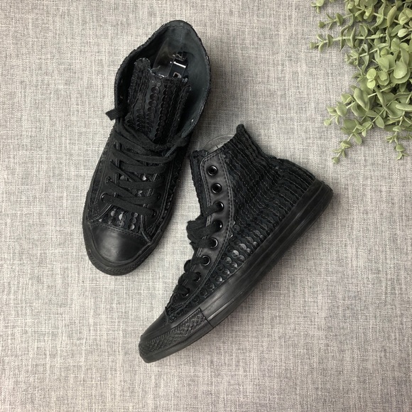 Converse Shoes - CONVERSE/ black textured high tops